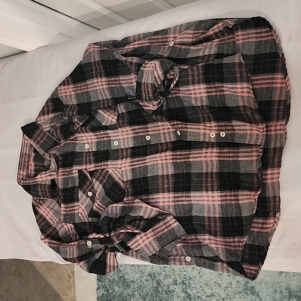 Pink & Grey Medium Weight Flannel